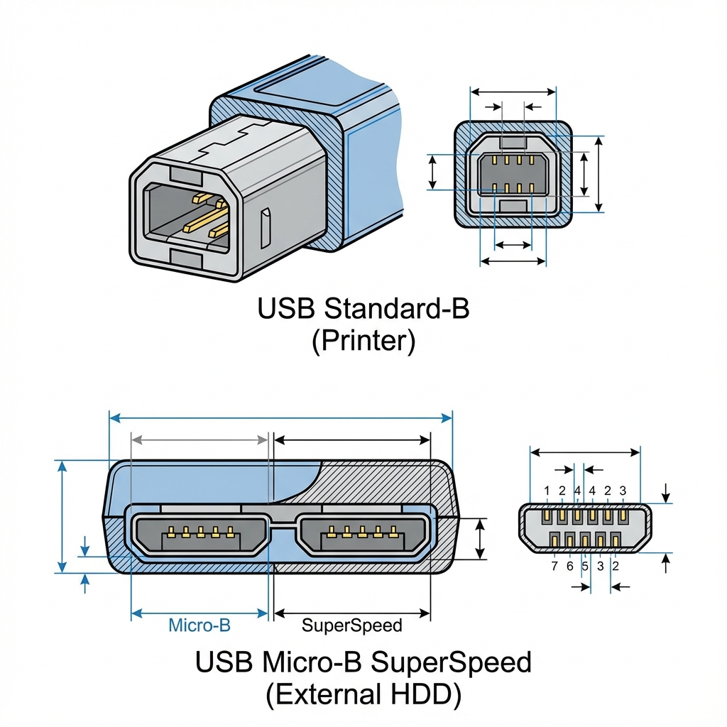 USB Type-B Illustration